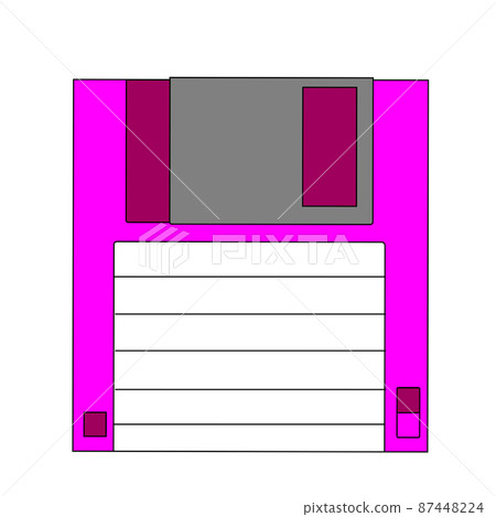 Three-inch floppy disk on a white background. 87448224