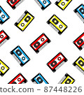 An analog audio cassette on a white background. 87448226