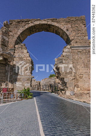 Entrance to Vespasian Fountain In Side, Manavgat, Turkey 87448362