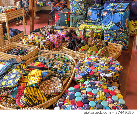 African fabric handicrafts sold at Burundi souvenir shops African fabric handicrafts sold at Burundi souvenir shops 87449190