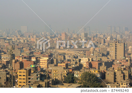 Cityscape seen from the citadel of the historic center of Cairo, a World Heritage Site in Egypt 87449240