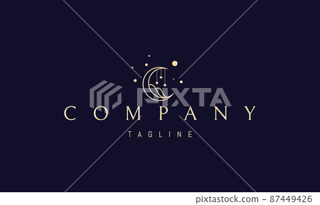 Vector golden logo on which an abstract image of a baby cradle in the form of a moon. 87449426