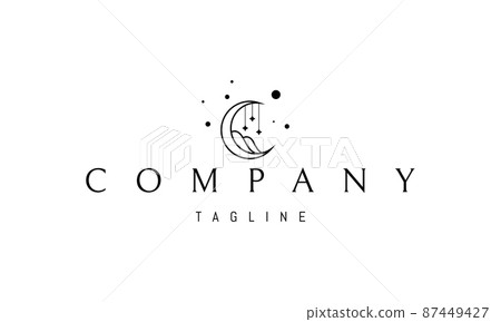 Vector logo on which an abstract image of a baby cradle in the form of a moon. 87449427