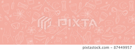 Women menstruation periods seamless pattern underpants, pads, tampons, menstrual cup 87449957