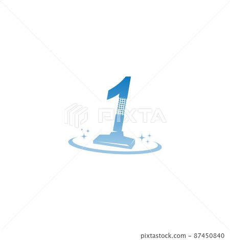 Cleaning service logo illustration with number  1 icon template 87450840