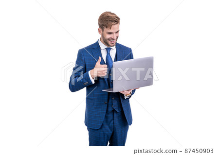 writing online. businessman using laptop for blogging. social network and weblog writing online. businessman using laptop for blogging. social network and weblog 87450903