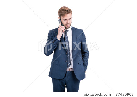 professional ceo has phone conversation. modern business communication. professional ceo has phone conversation. modern business communication. 87450905