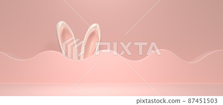 Easter holiday theme with decorations and rabbit ears Easter holiday theme with decorations and rabbit ears 87451503