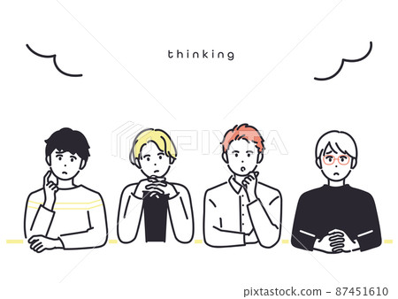 Image illustration of a young man exchanging opinions while thinking Image illustration of a young man exchanging opinions while thinking 87451610