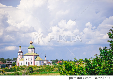 Summer landscape with views of the Suzdal Kremlin. Summer landscape with views of the Suzdal Kremlin. 87451687
