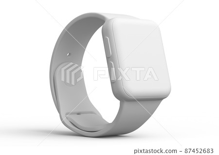 Smart watch or fitness tracker isolated on white monochrome background. 87452683