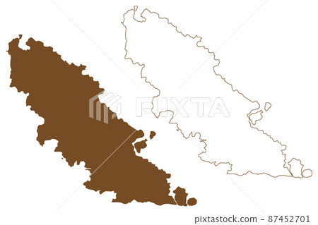 Paxi island (Ionian Islands, Hellenic Republic, Greece) map vector illustration, scribble sketch Paxoi and Antipaxoi or Antipaxos map 87452701