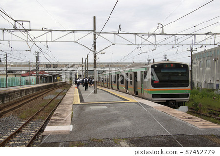 宇都宮線E231系列(上行列車)到達矢田站 宇都宮線E231系列(上行列車)到達矢田站 87452779