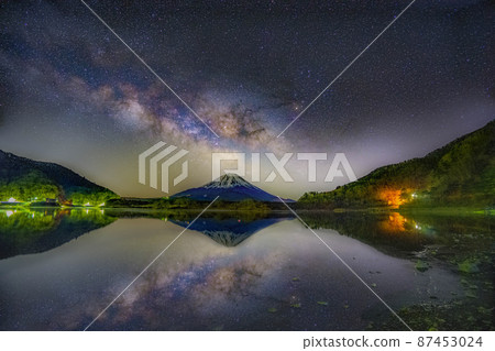 Mt. Fuji and the Milky Way seen from Lake Shoji [Yamanashi Prefecture] 87453024