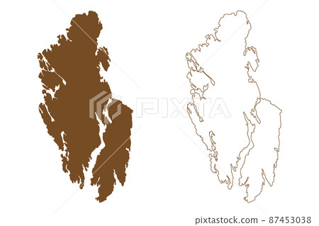 Ytre Sula island (Kingdom of Norway) map vector illustration, scribble sketch Ytre Sula map 87453038