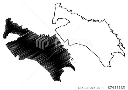 Calhoun County, State of South Carolina (U.S. county, United States of America, USA, U.S., US) map vector illustration, scribble sketch Calhoun map 87453185