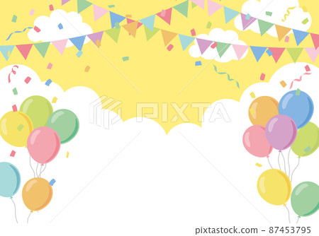 氣球和國旗派對背景框架黃色 87453795