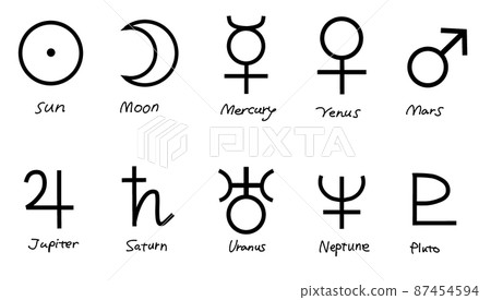 Planet symbol 10 major celestial bodies Planet mark black and white Planet symbol 10 major celestial bodies Planet mark black and white 87454594