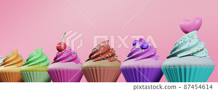 1 套奶油紙杯蛋糕（香草、橙子、抹茶、櫻桃、巧克力、藍莓、夏威夷 87454614