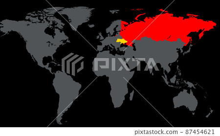 Russia and Ukraine on World map Russia and Ukraine on World map 87454621