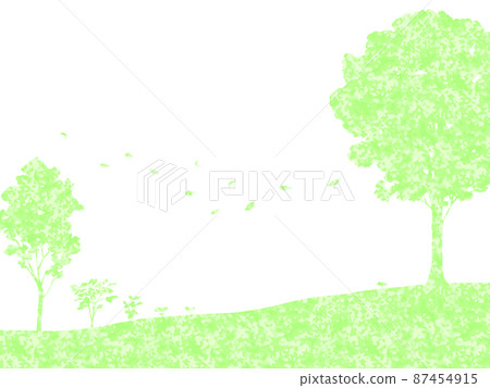 Green and tree-viewing hill background-hand-painted 87454915
