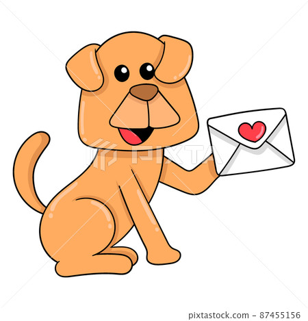 puppy is sitting delivering a love letter, doodle icon image kawaii puppy is sitting delivering a love letter, doodle icon image kawaii 87455156