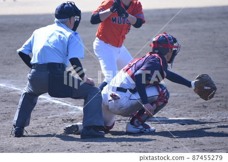 Grass baseball league match scene 87455279