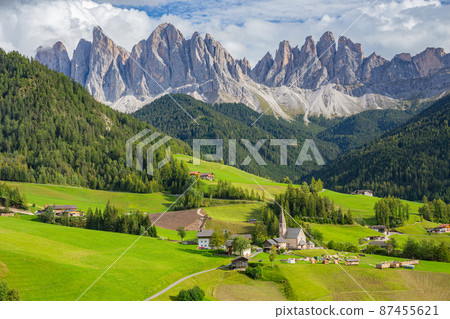 Santa Maddalena, a beautiful village in the Dolomites, northern Italy Santa Maddalena, a beautiful village in the Dolomites, northern Italy 87455621