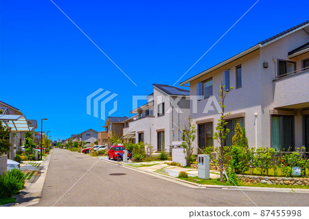 Residential area without telephone pole Residential area without telephone pole 87455998