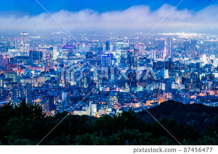 Kaido Sapporo City Horomi Pass Observation Parking Lot-Night view of Sapporo city- 87456477