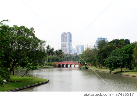Brown fish viewing bridge at Chatuchak Park is a public park 87456517