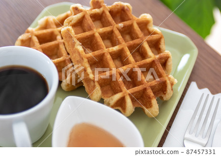Waffle and coffee Waffle and coffee 87457331