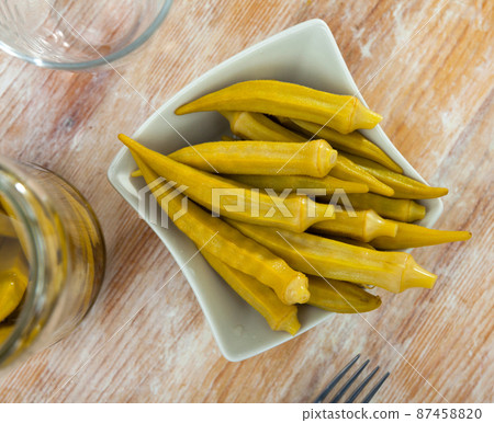Homemade organic marinated pickled okra Homemade organic marinated pickled okra 87458820