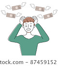 一個男人擔心金錢和開支的插圖 87459152
