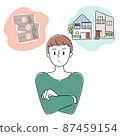 一個男人擔心金錢和住房的插圖 87459154