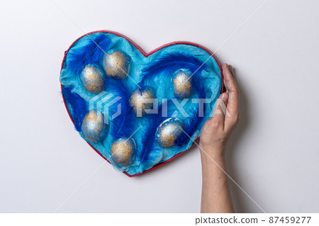 Happy easter time. Bright Easter holiday concept with spring flowers and easter eggs. Colorful Easter eggs background Happy easter time. Bright Easter holiday concept with spring flowers and easter eggs. Colorful Easter eggs background 87459277