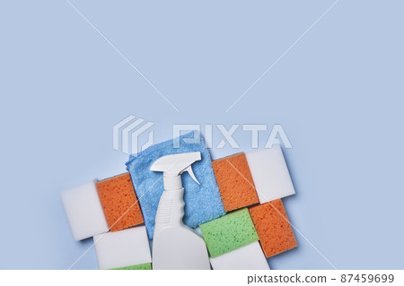 Cleaning service concept. Cleaning chemical bottles. cleaning supplies. House cleaning concept 87459699