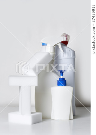 Cleaning service concept. Cleaning chemical bottles. cleaning supplies. House cleaning concept Cleaning service concept. Cleaning chemical bottles. cleaning supplies. House cleaning concept 87459915