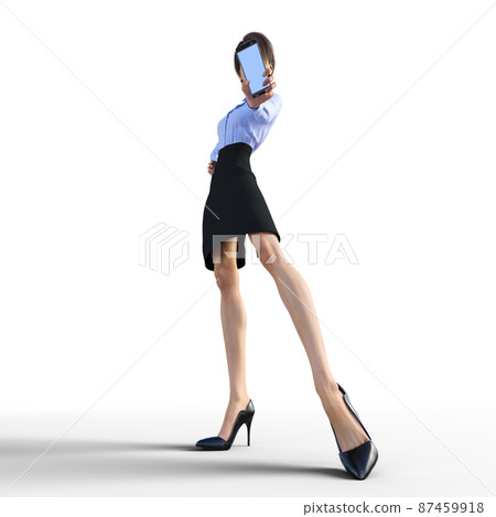 女員工展示智能手機 perming3DCG 插圖素材 87459918