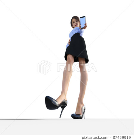 女員工展示智能手機 perming3DCG 插圖素材 女員工展示智能手機 perming3DCG 插圖素材 87459919