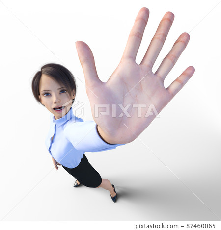 Female employee raising hands perming3DCG illustration material 87460065