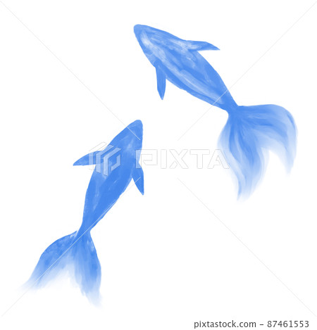 Two watercolor goldfish blue 87461553