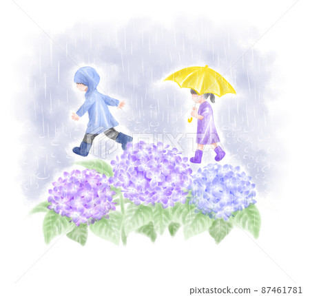 Hydrangea and children 87461781