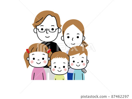 Family of five, parents and three children, many children Family of five, parents and three children, many children 87462297