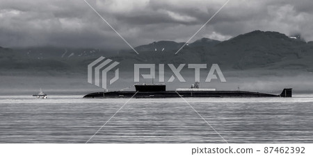 Atomic submarine On the parade in Kamchatka Peninsula Atomic submarine On the parade in Kamchatka Peninsula 87462392