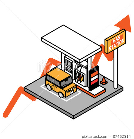 加油站，油價飆升，原油價格飆升，等軸測圖 87462514