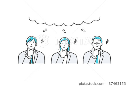 Three office workers who tilt their heads 87463153