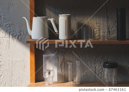 cafe interior Layout in a loft style in dark colors open space interior view of various coffee Welcome open coffee shop background. cafe interior Layout in a loft style in dark colors open space interior view of various coffee Welcome open coffee shop background. 87463161