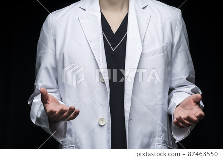 Male doctor's hand up (gesture) 87463550