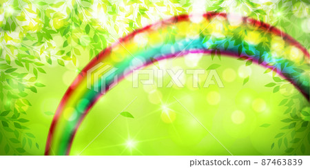 新鮮的綠葉彩虹背景 87463839